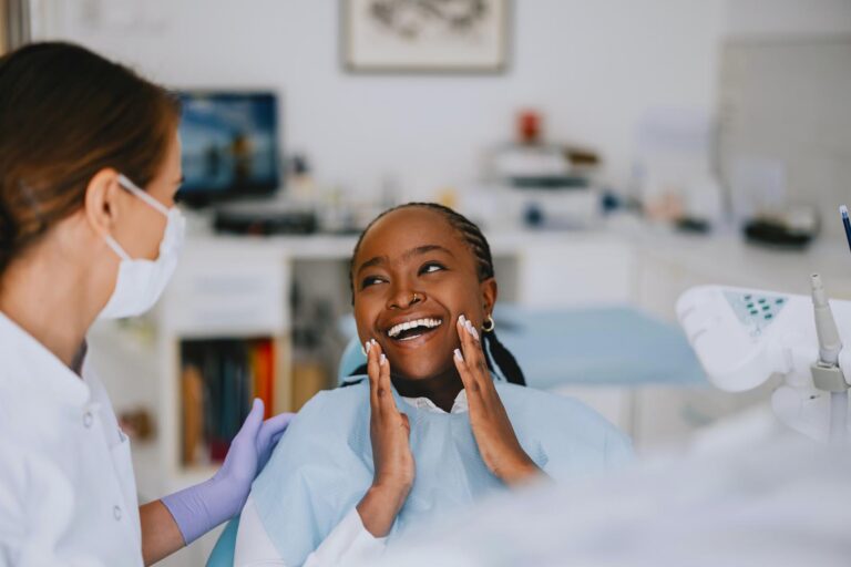Happy Patient at Dental Clinic After Successful Checkup